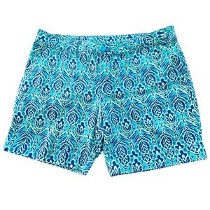 Faded Glory Size 8 Turquoise/Lime Print Cuffed Cotton Shorts